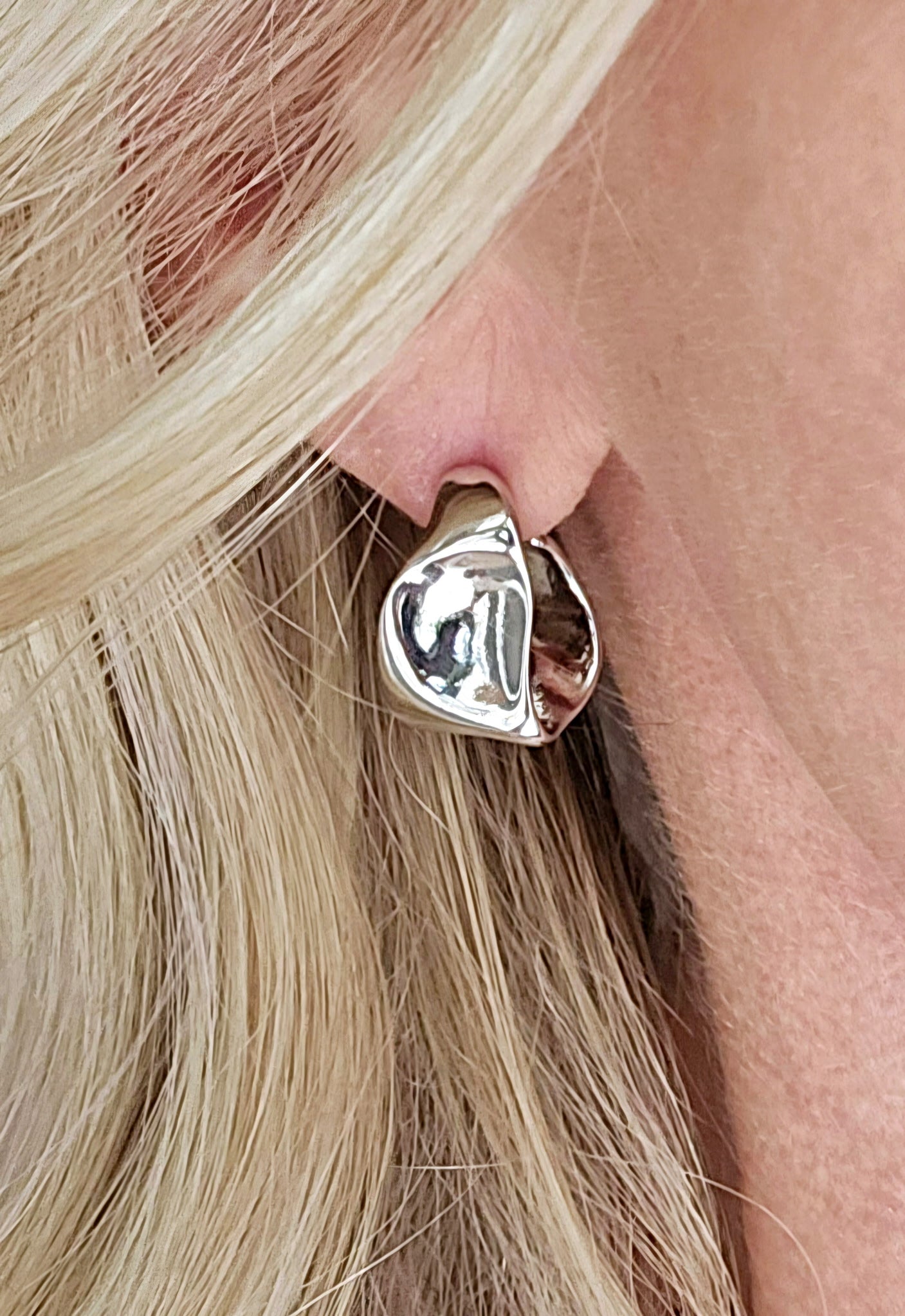 Silver Chunky Hammered Hoops