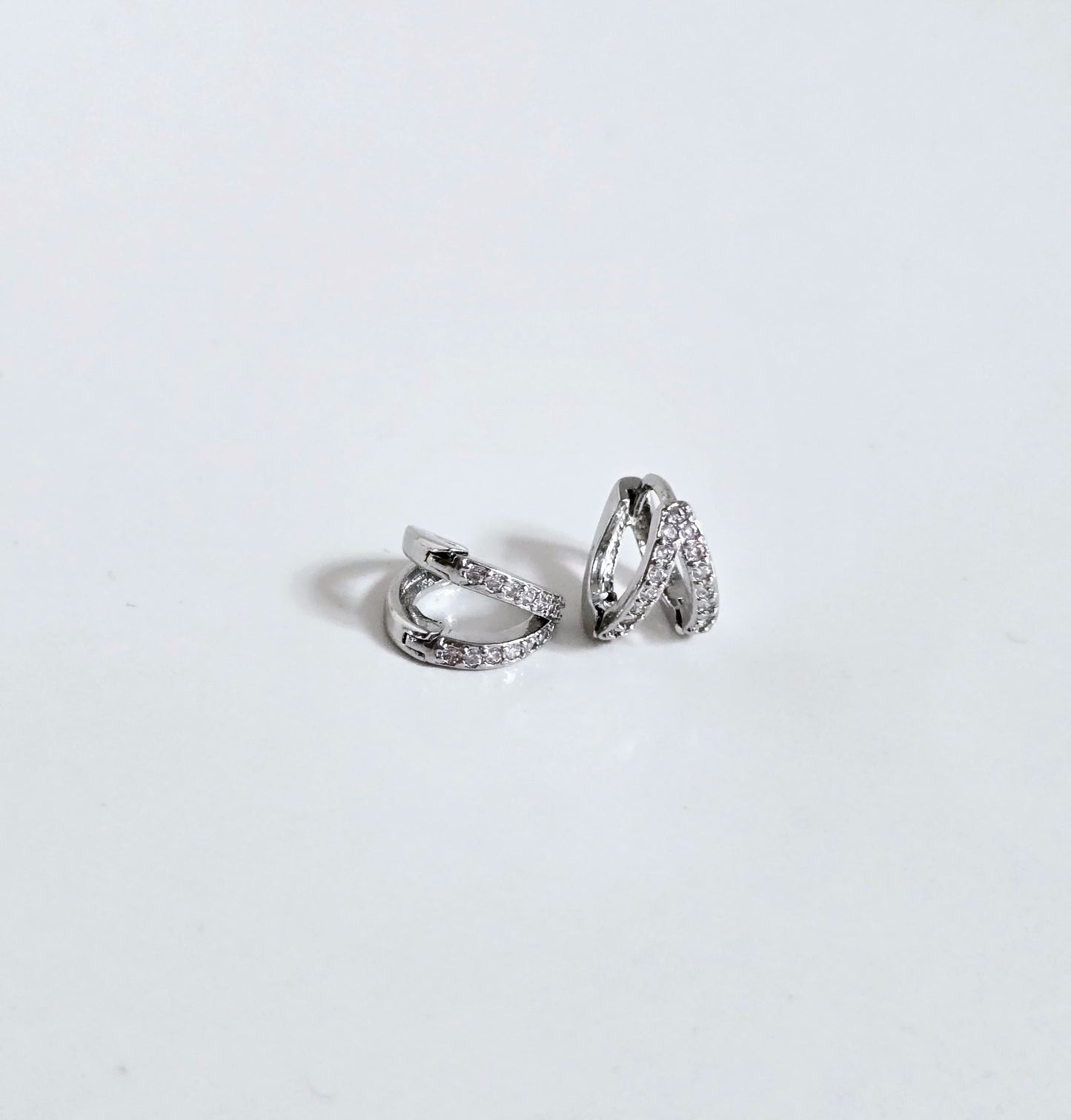 Tiny Silver CZ Huggies