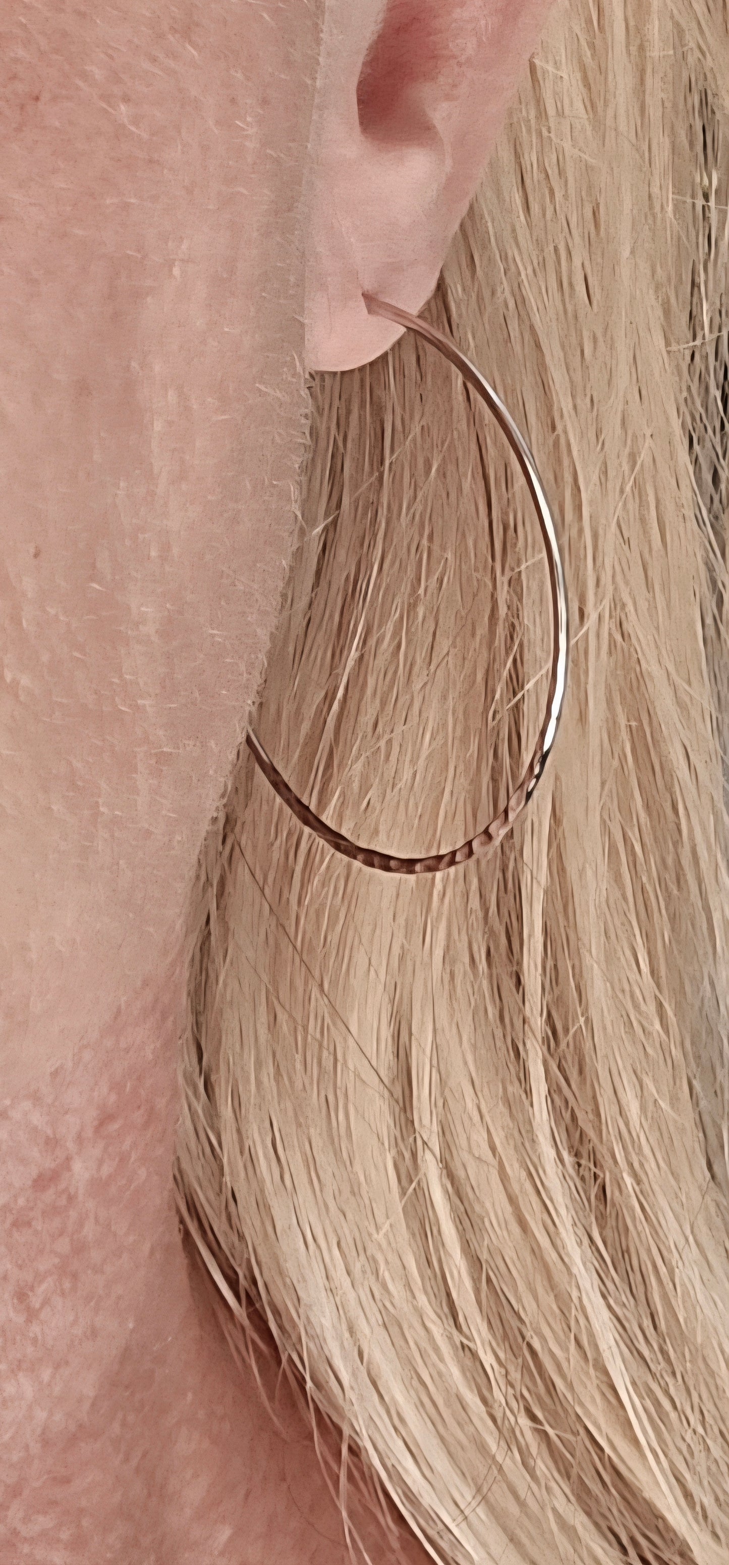 Hammered silver hoops