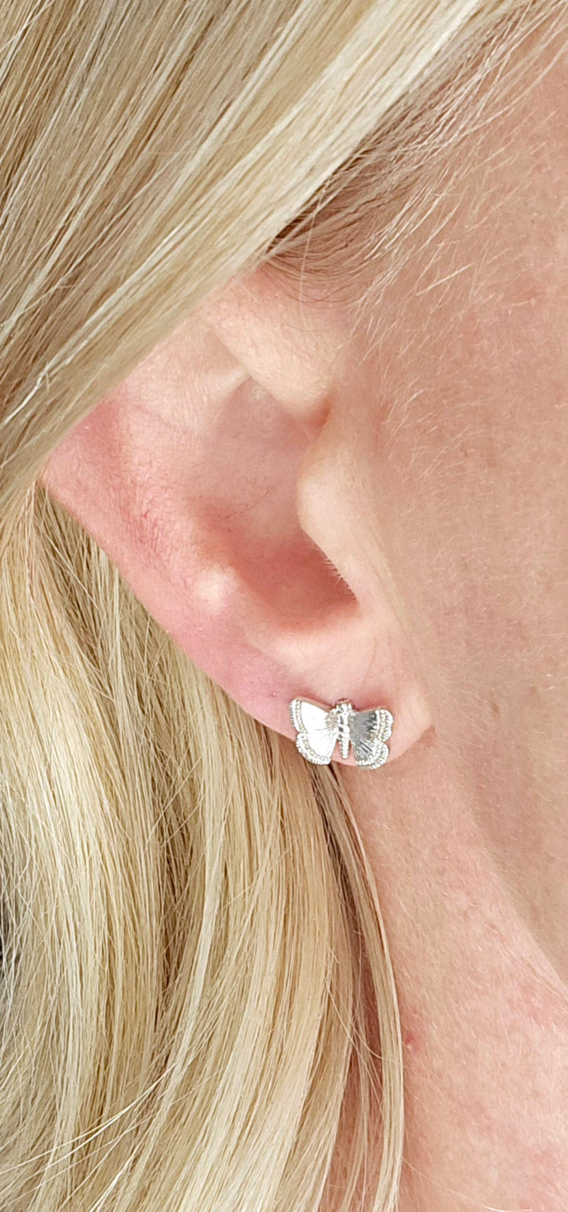 Silver butterfly stud