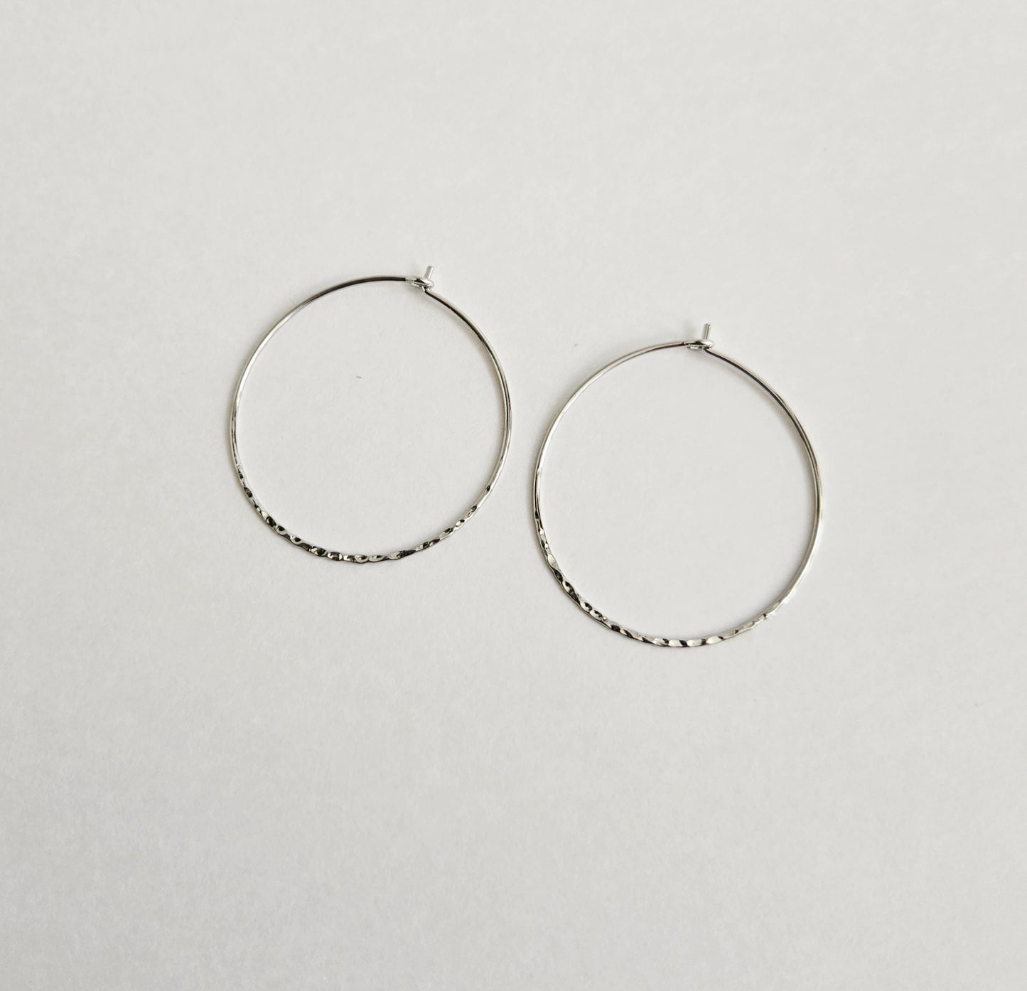 Hammered silver hoops