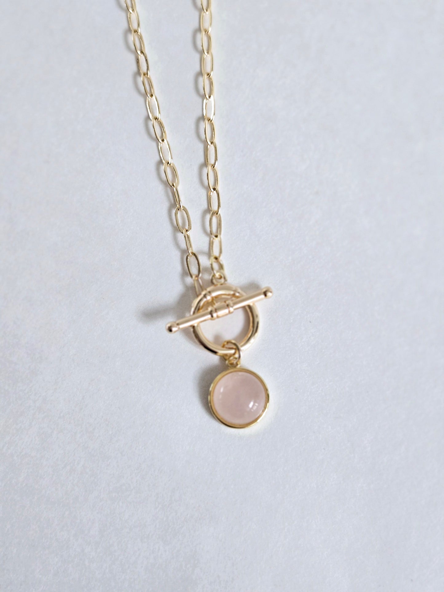 Rose quartz toggle necklace
