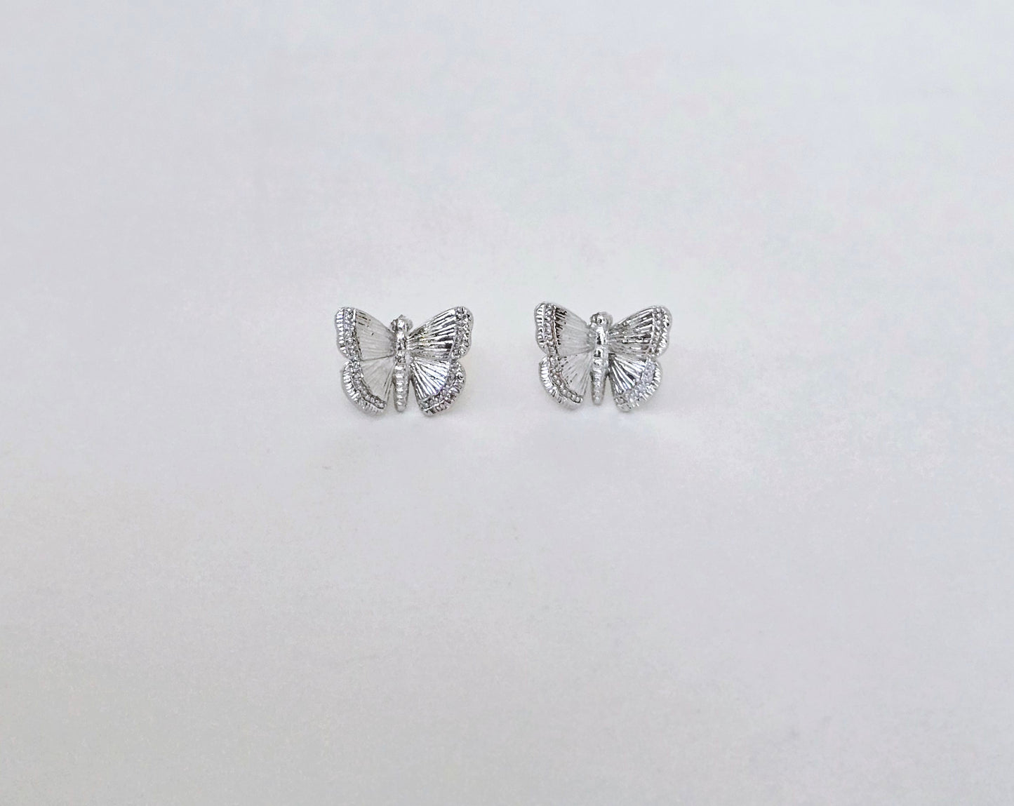Silver butterfly stud