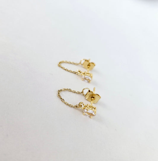 CZ Chain Back Earrings