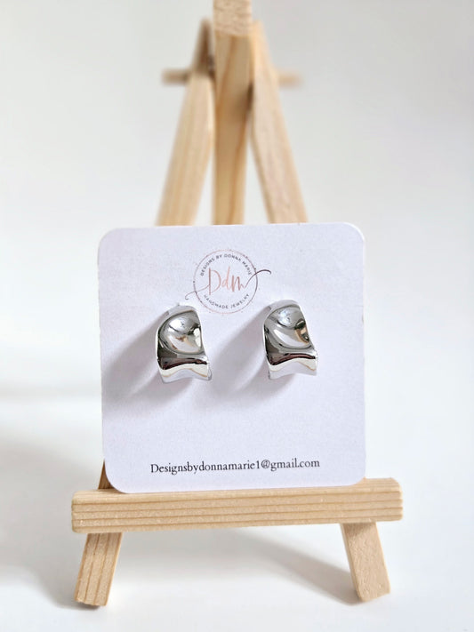 Silver Chunky Hammered Hoops
