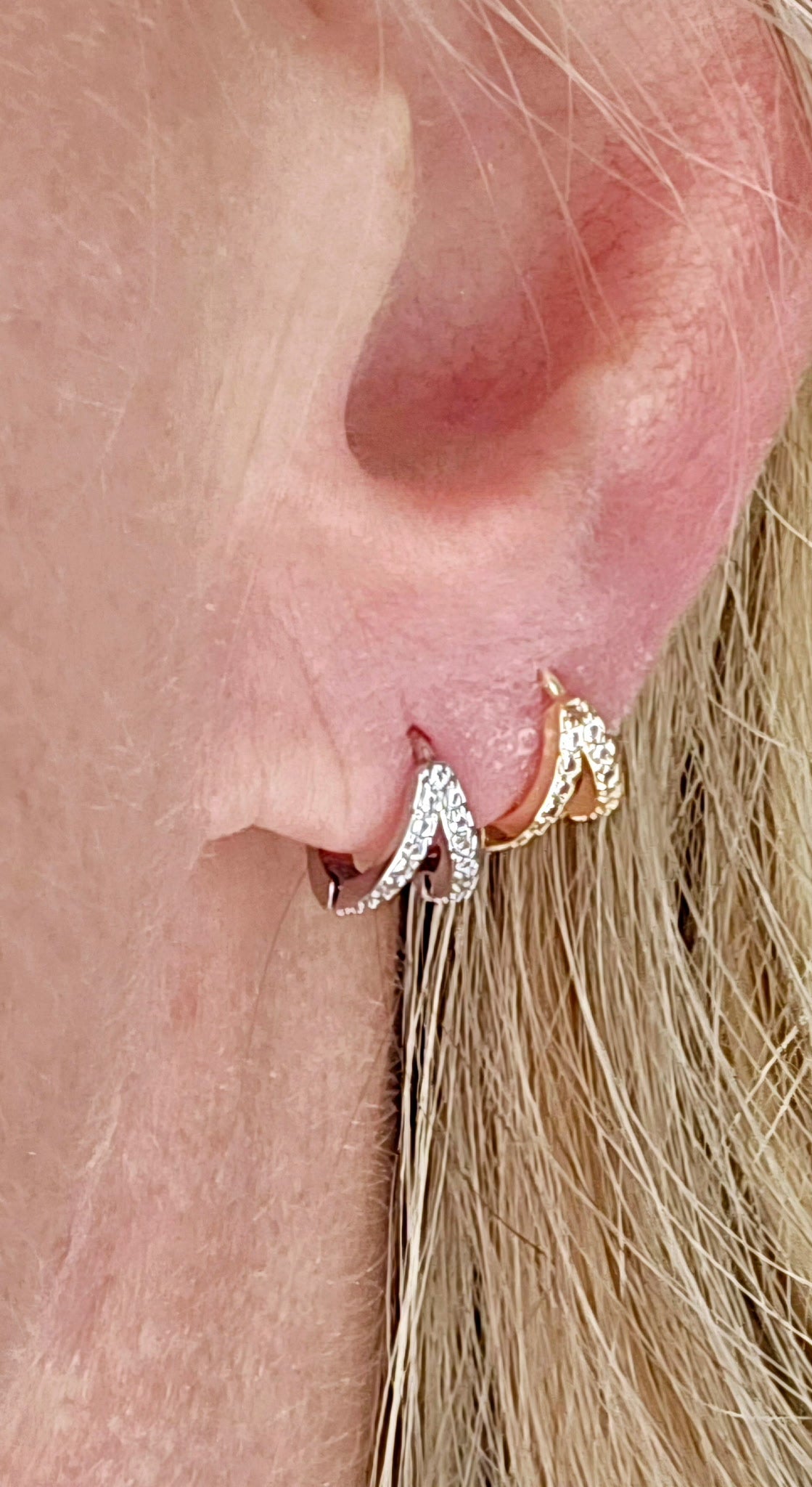 Tiny Silver CZ Huggies
