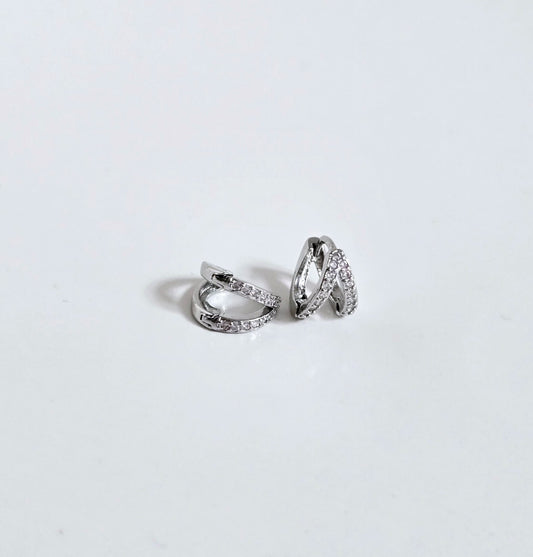 Tiny Silver CZ Huggies