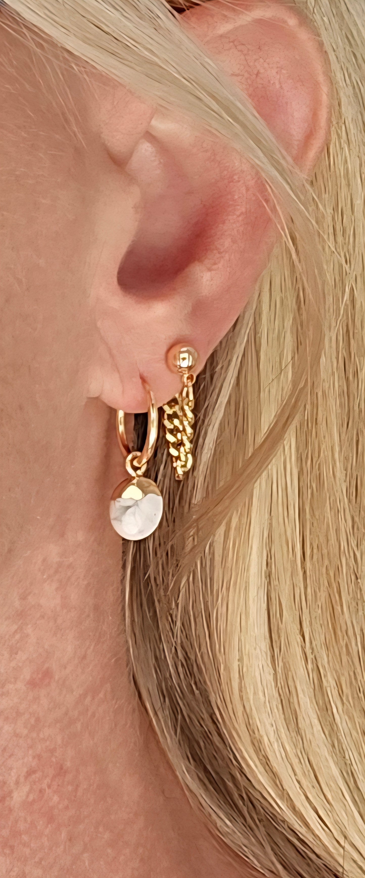 Cuban chain back earrings