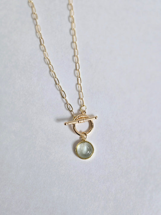 Aquamarine toggle necklace