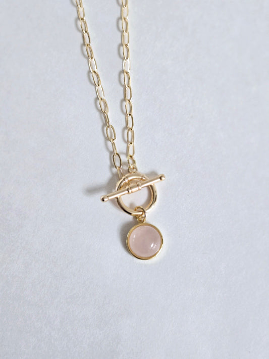 Rose quartz toggle necklace