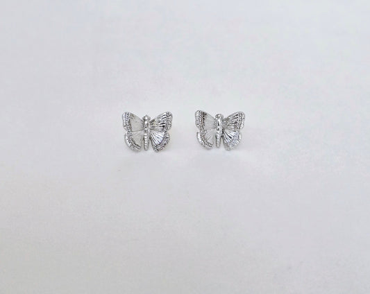 Silver butterfly stud